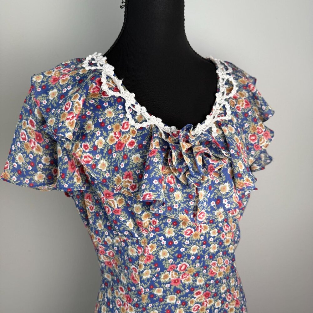 Gunne Sax Jessica McClintock Vintage Ditsy Floral Mini Dress Sz 9/10 - Picture 10 of 10